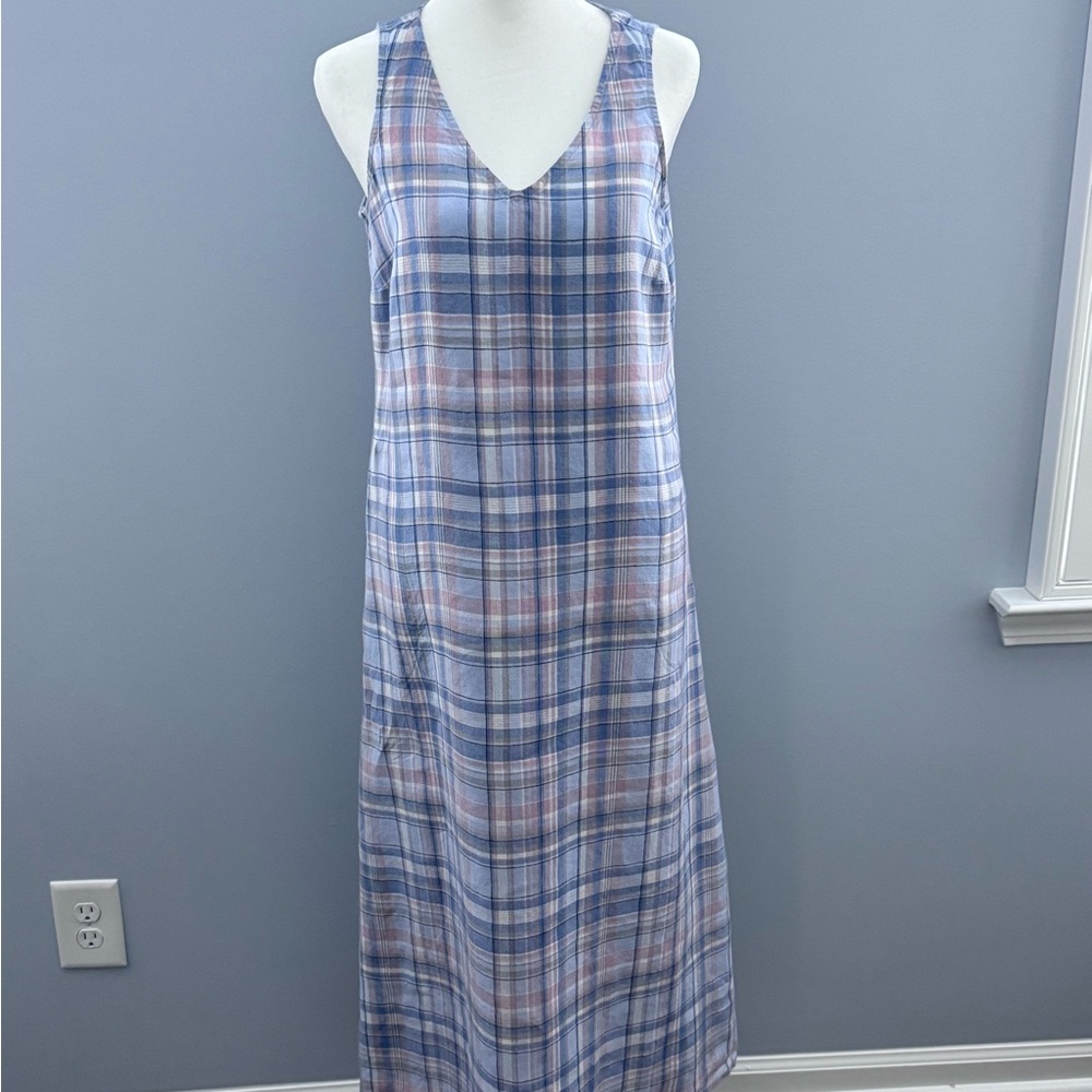J. Jill Multicolor Plaid Sleeveless Maxi Dress